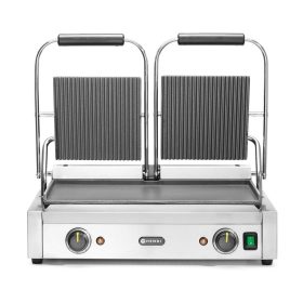   Kontakt grill - dupla verzió, HENDI, Bordázott tetejű és sima aljú, 230V/3600W, 570x375x(H)216mm