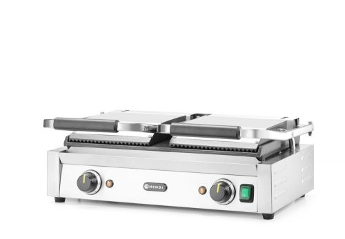 Kontakt grill - dupla verzió, HENDI, Bordázott tetejű és sima aljú, 230V/3600W, 570x375x(H)216mm