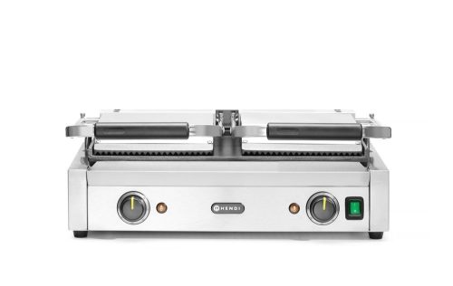 Kontakt grill - dupla verzió, HENDI, Bordázott tetejű és sima aljú, 230V/3600W, 570x375x(H)216mm