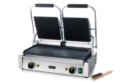 Kontakt grill - dupla verzió, HENDI, Bordázott tetejű és sima aljú, 230V/3600W, 570x375x(H)216mm