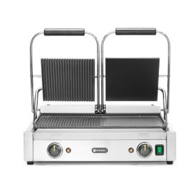   Kontakt grill - dupla verzió, HENDI, fele sima, fele bordázott, 230V/3600W, 570x375x(H)216mm