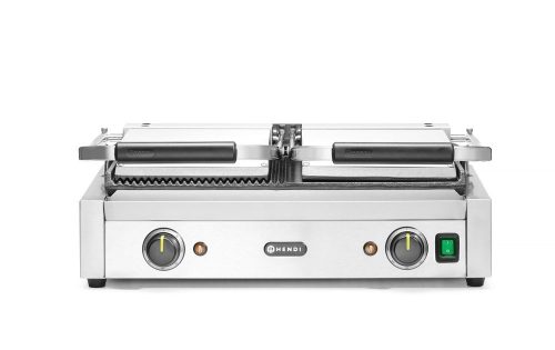 Kontakt grill - dupla verzió, HENDI, fele sima, fele bordázott, 230V/3600W, 570x375x(H)216mm