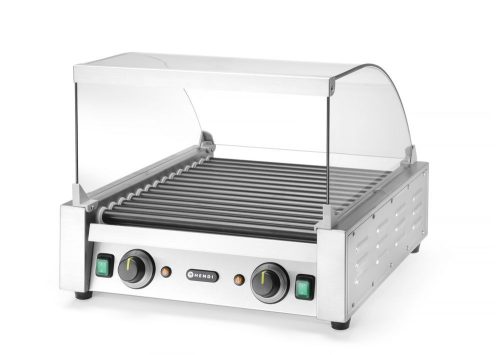 Üvegfedél a kolbász hengerrácsokhoz, HENDI, Kolbászsütő grill 7 (268506), 470x325x(H)240mm