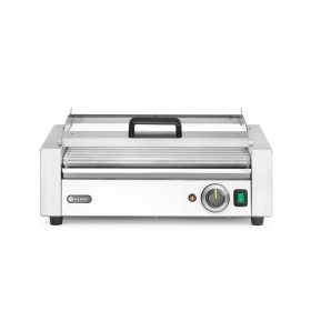   Kolbászsütő grill, 1 zónás, energiatakarékos fedéllel, HENDI, 9 görgős, 230V/790W, 566x450x(H)259mm