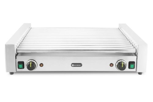 Kolbászsütő grill XL - 2 zóna, HENDI, 14 görgős, Ezüst, 220-240V/2000W, 732x590x(H)168mm