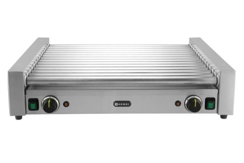 Kolbászsütő grill XL - 2 zóna, HENDI, 14 görgős, Ezüst, 220-240V/2000W, 732x590x(H)168mm