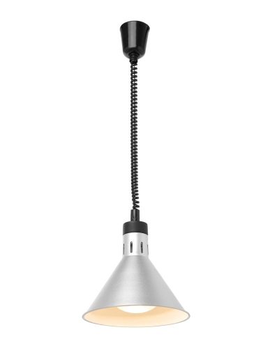 Fel-le állítható melegentartó lámpa, kúp alakú kivitel, HENDI, Ezüst, 230V/250W, ⌀275x(H)250mm