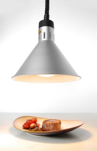 Fel-le állítható melegentartó lámpa, kúp alakú kivitel, HENDI, Ezüst, 230V/250W, ⌀275x(H)250mm