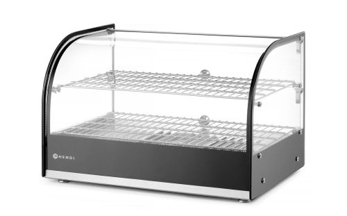 Pultra helyezhető melegentartó vitrin két szintes, HENDI, készintes, Fekete, 220-240V/800W, 554x376x(H)376mm