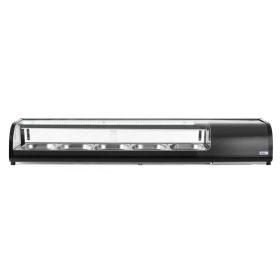   Sushi tároló hűtő, Arktic, Kapacitás: 5x GN 1/2 (H)40 mm (tárolókkal együtt)., Fekete, 220-240V/190W, 1800x420x(H)265mm