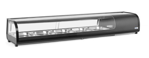 Sushi tároló hűtő, Arktic, Kapacitás: 5x GN 1/2 (H)40 mm (tárolókkal együtt)., Fekete, 220-240V/190W, 1800x420x(H)265mm