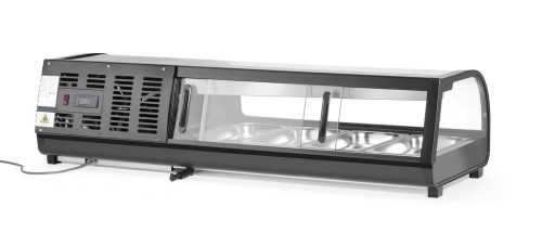 Sushi tároló hűtő, Arktic, A csomag tartalma: 4x GN 1/3 (H) 40 mm., GN 1/3, Fekete, 220-240V/190W, 1177x426x(H)296mm