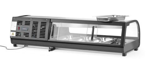 Sushi tároló hűtő, Arktic, A csomag tartalma: 4x GN 1/3 (H) 40 mm., GN 1/3, Fekete, 220-240V/190W, 1177x426x(H)296mm