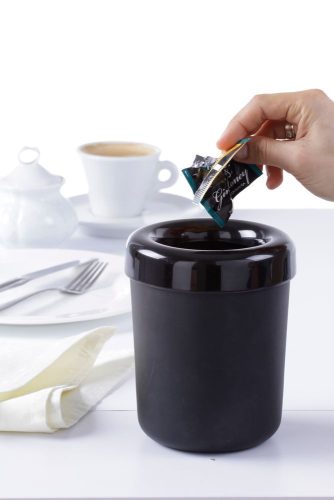 Asztali szemetes vagy evőeszköztartó, HENDI, Fekete, ⌀130x(H)160mm