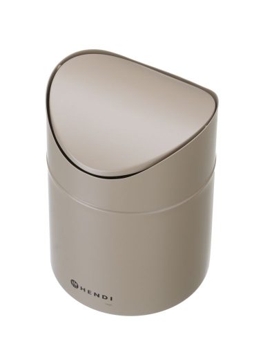 Asztali szemetes lengőfedéllel, HENDI, 1,2L, Bézs, ⌀120x(H)165mm