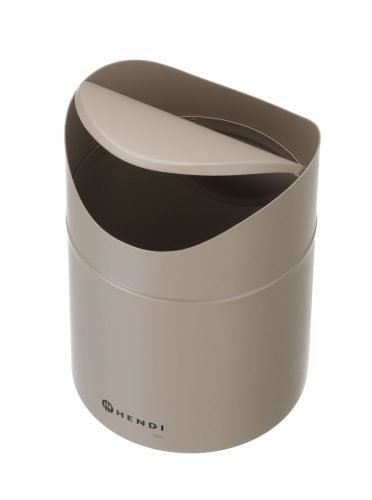 Asztali szemetes lengőfedéllel, HENDI, 1,2L, Bézs, ⌀120x(H)165mm