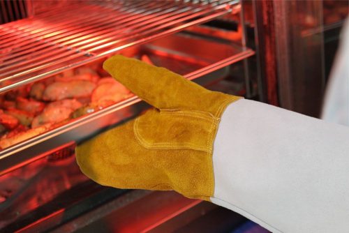 Hőálló bőr barbecue kesztyű, 2 db, HENDI, 2 db., (L)460mm