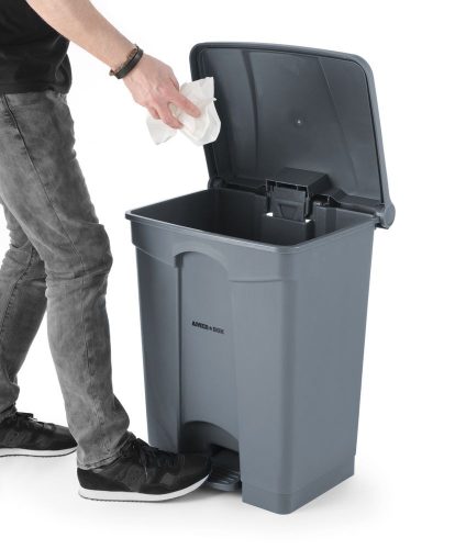 Pedálos hulladékgyűjtő tartály, AmerBox, 68L, Világos szürke, 490x410x(H)660mm