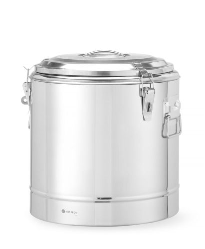 Szigetelt hordozható tartály, HENDI, Kitchen Line, 31L, Ezüst, ⌀400x(H)445mm