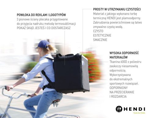 Szigetelt élelmiszer szállító hátizsák, HENDI, 75,2L, Fekete, 410x410x(H)480mm