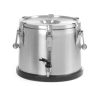 Szigetelt hordozható ételtárolóedény – csappal, HENDI, Profi Line, 15L, Ezüst, ⌀330x(H)280mm
