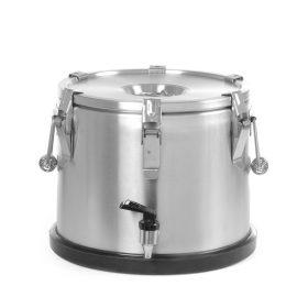   Szigetelt hordozható ételtárolóedény – csappal, HENDI, Profi Line, 15L, Ezüst, ⌀330x(H)280mm
