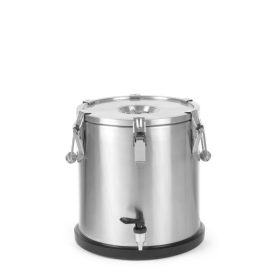   Szigetelt hordozható ételtárolóedény – csappal, HENDI, Profi Line, 20L, Ezüst, ⌀330x(H)360mm