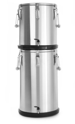 Szigetelt hordozható ételtárolóedény – csappal, HENDI, Profi Line, 20L, Ezüst, ⌀330x(H)360mm