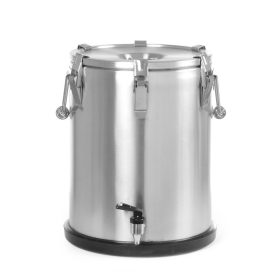   Szigetelt hordozható ételtárolóedény – csappal, HENDI, Profi Line, 25L, Ezüst, ⌀330x(H)430mm