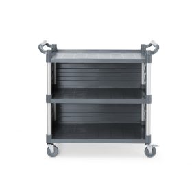   3 polcos polipropilén szervizkocsi, nagy, AmerBox, A polc oldalpaneljeit tartalmazza, 1010x500x(H)960mm