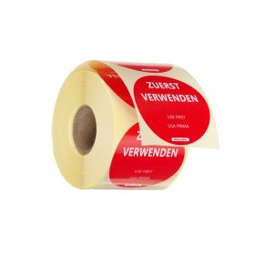   Élelmiszerbiztonsági címkék, többször használatos, könnyen eltávolítható, „ELSŐ HASZNÁLAT”, HENDI, Piros, 500 db., ⌀50mm