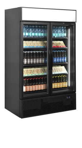 FSC1200H BLACKBlack 2-door display cooler with canopy